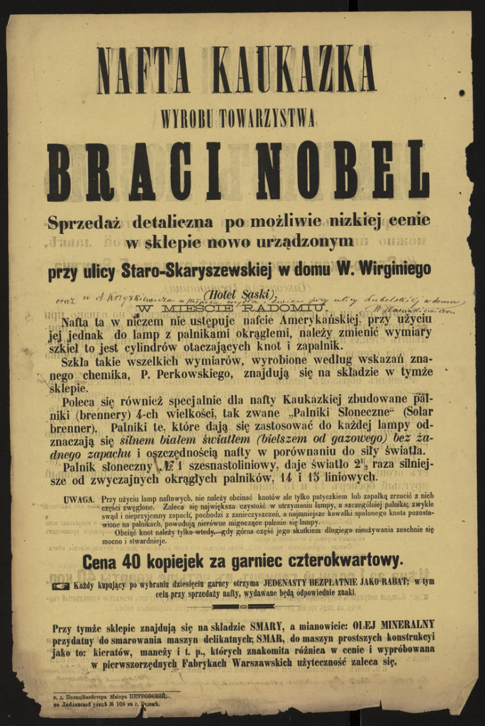 Reklama Towarzystwa braci Nobel
